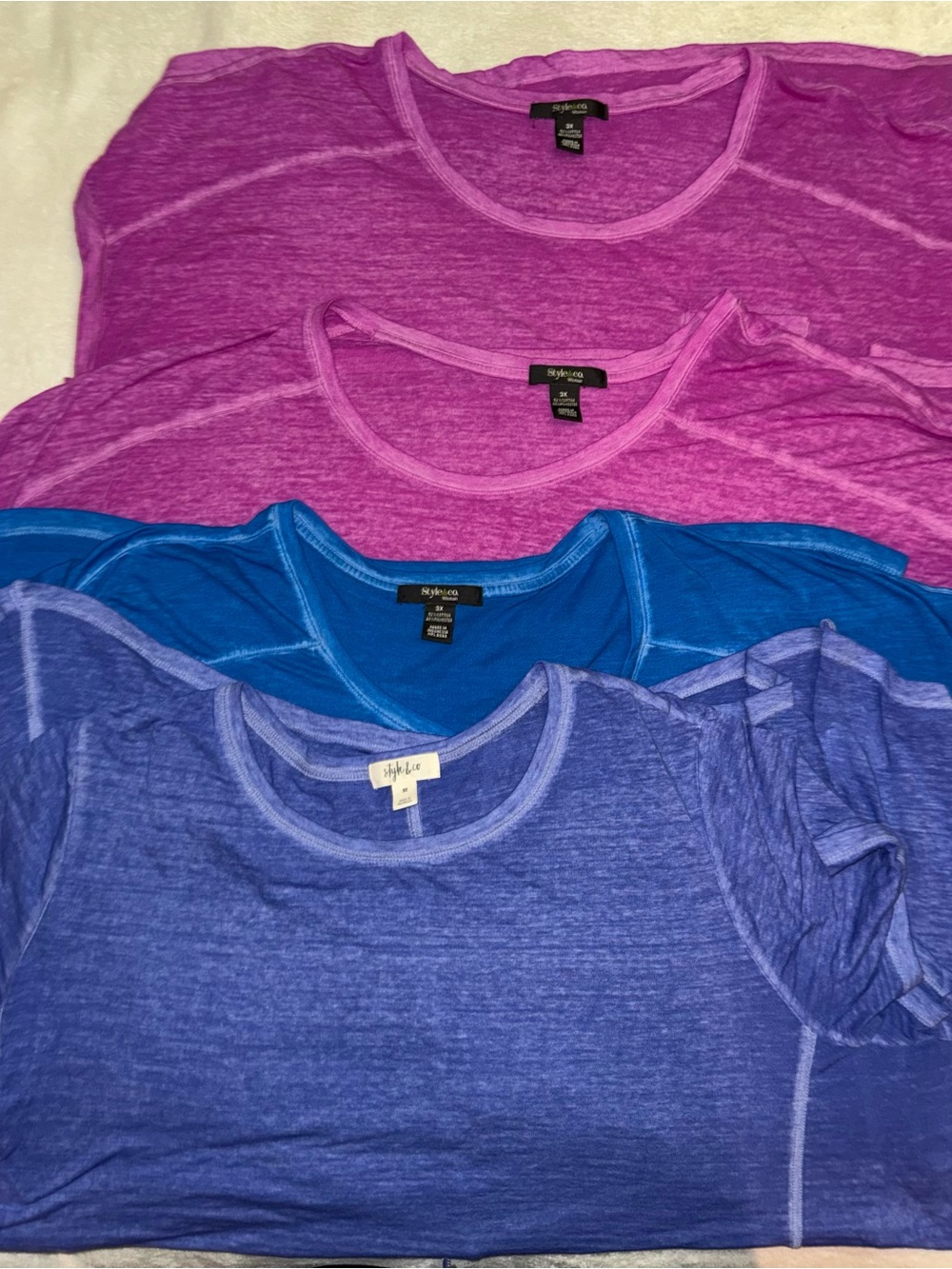 Style & Co. Crewneck Tee Trio - Magenta, Violet & Royal Blue